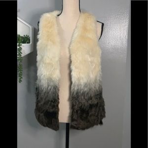 SALE🛍JOLT Faux Fur Vest  Ambre Cream dark Brown